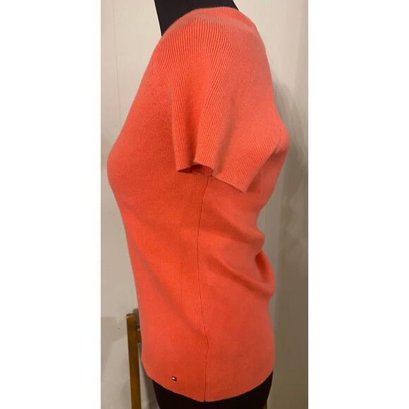 Tommy Hilfiger Ribbed Short Sleeve Pink Round Neck Snap Henley Sweater Shirt Med - Picture 5 of 6